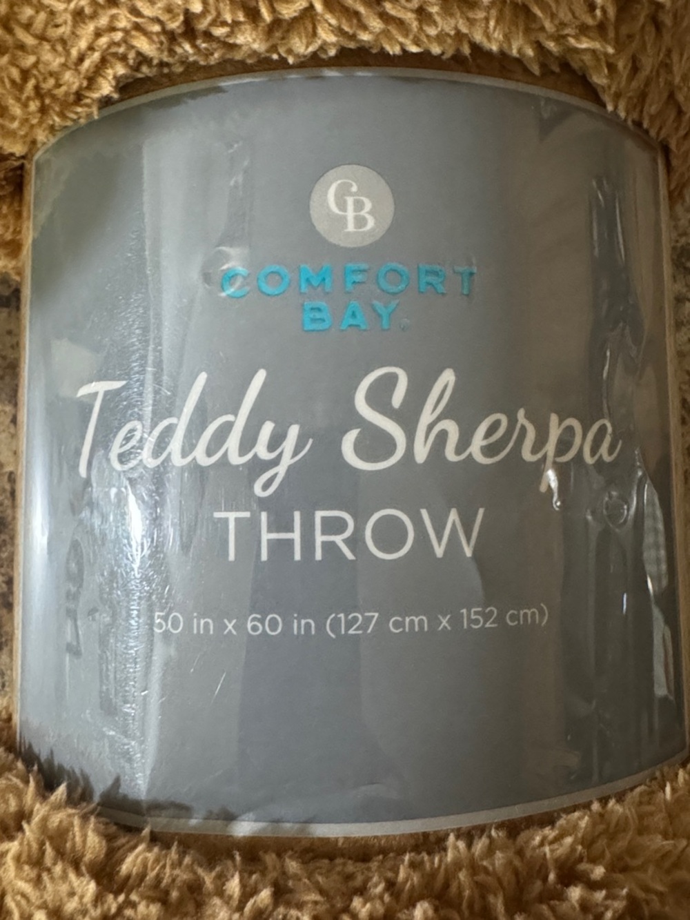 Comfort Bay Teddy Sherpa Throw - Camel Tan - Picture 3 of 4